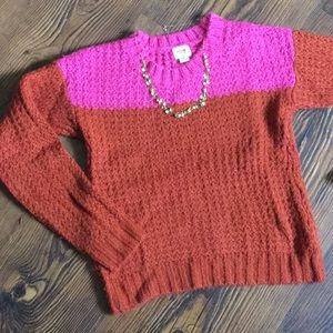 Color-blocked Chunky Knit Sweater